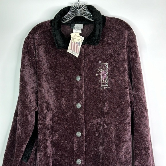 Artisans Pinecone Purple Fleece Button Up Size Large NWT - Picture 2 of 11